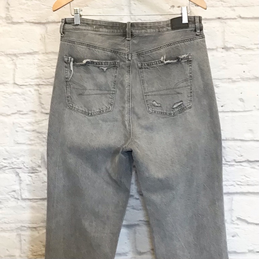 American Eagle 12 Highest Rise 90s Boyfriend Women’s Jeans Gray Distressed - Picture 5 of 11